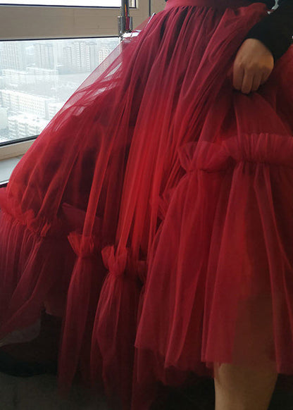 Plus Size Edle schwarze Mode Tüllröcke Frühling