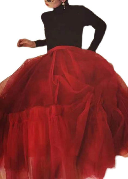 Plus Size Edle schwarze Mode Tüllröcke Frühling