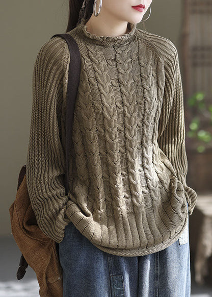 Plus Size Chocolate Lockerer, gemütlicher Strickpullover für den Winter