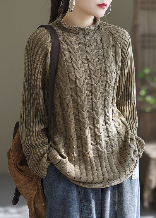 Plus Size Chocolate Loose cozy Knit Sweater Winter