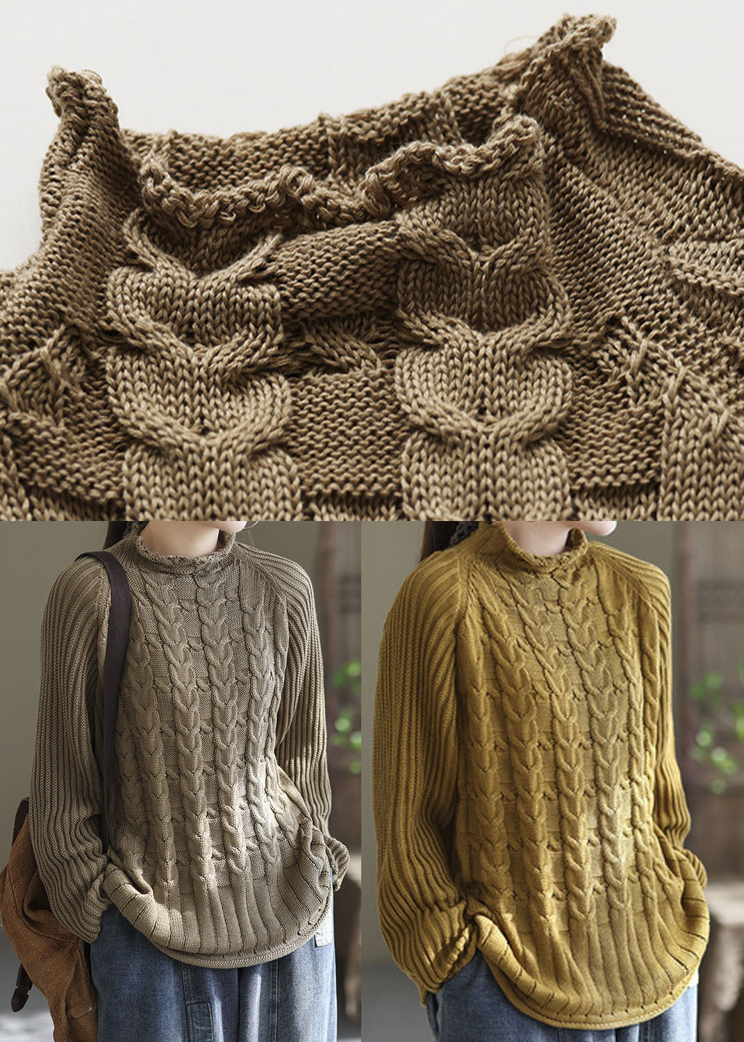 Plus Size Chocolate Lockerer, gemütlicher Strickpullover für den Winter