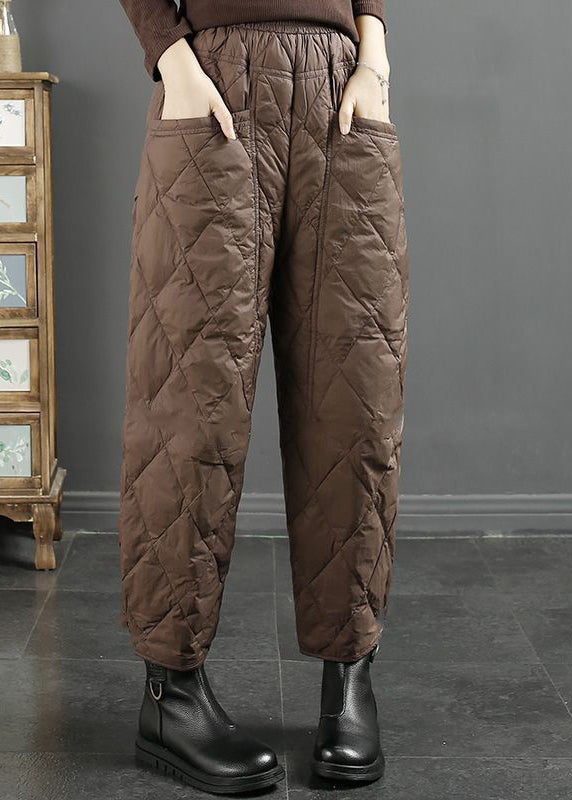 Plus Size Kaffeetaschen Feine Baumwollfüllung Cropped Hose Winter