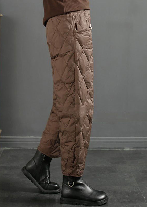 Plus Size Kaffeetaschen Feine Baumwollfüllung Cropped Hose Winter