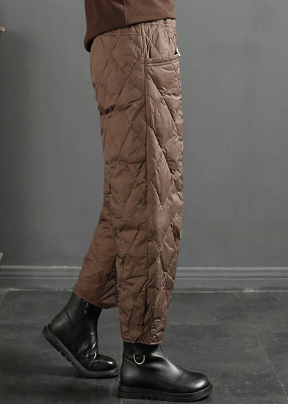 Plus Size Kaffeetaschen Feine Baumwollfüllung Cropped Hose Winter