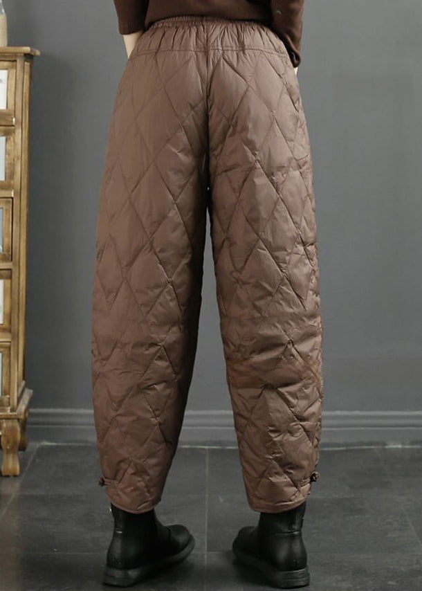 Plus Size Kaffeetaschen Feine Baumwollfüllung Cropped Hose Winter