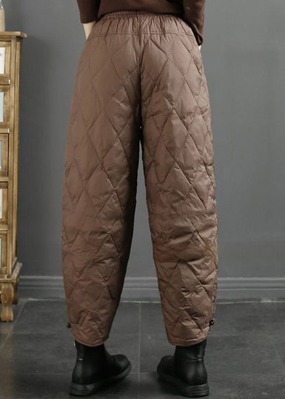 Plus Size Kaffeetaschen Feine Baumwollfüllung Cropped Hose Winter