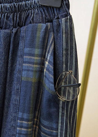 Plus Size Colorblock Pockets Patchwork Wide Leg Jeans