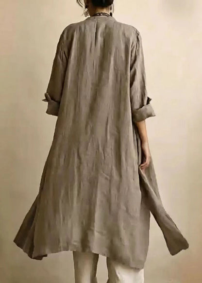 Plus Size Dark Brown O-Neck Cardigans Top And Wide Leg Pants Three Pieces Set Long Sleeve
