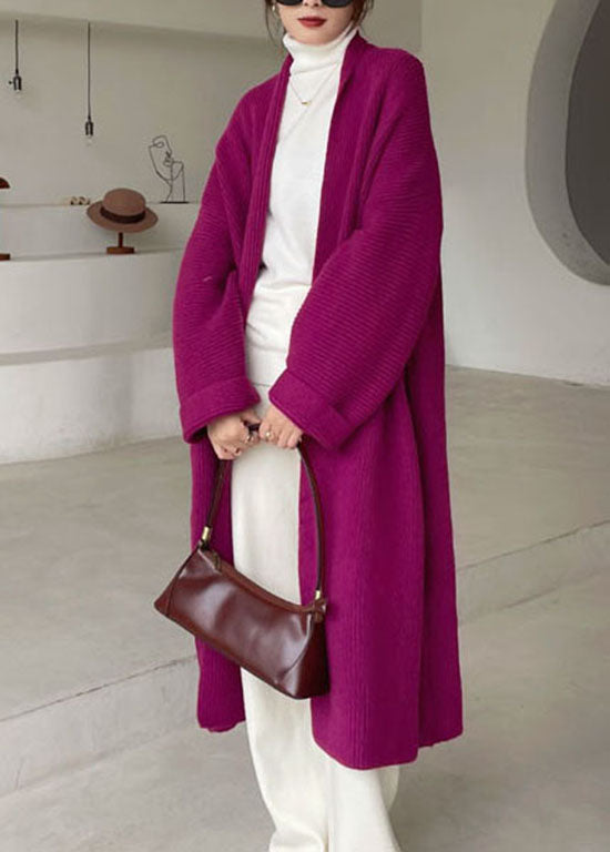 Plus Size Elegante Lila Locker Strick Strickjacke Winter