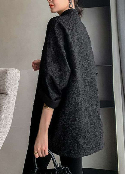 Plus Size Feine schwarze Printmäntel Frühling