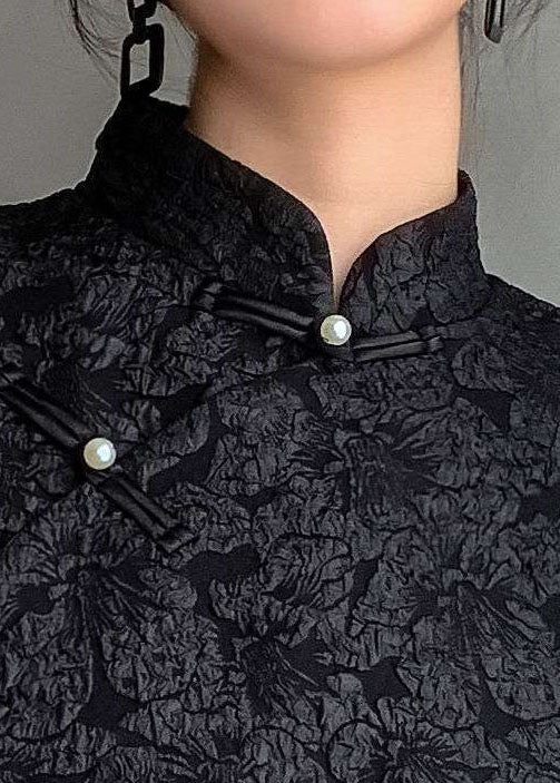 Plus Size Feine schwarze Printmäntel Frühling