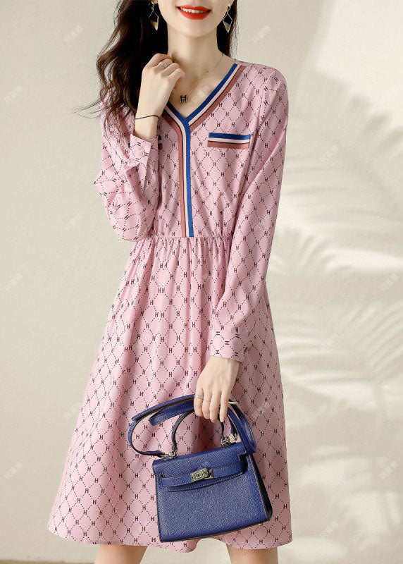 Plus Size Frühlingskleider mit feinem rosa Patchwork-Print