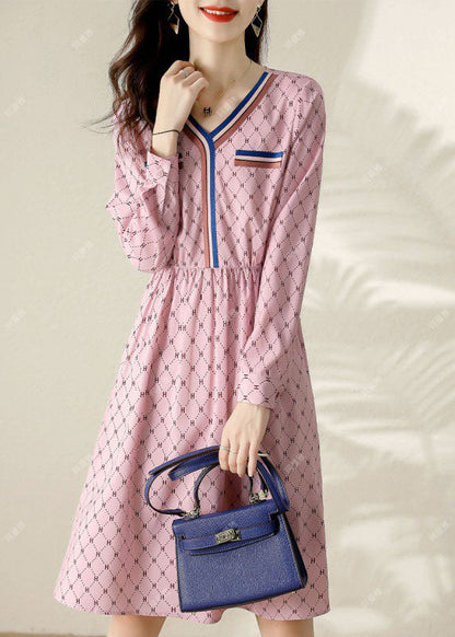 Plus Size Frühlingskleider mit feinem rosa Patchwork-Print