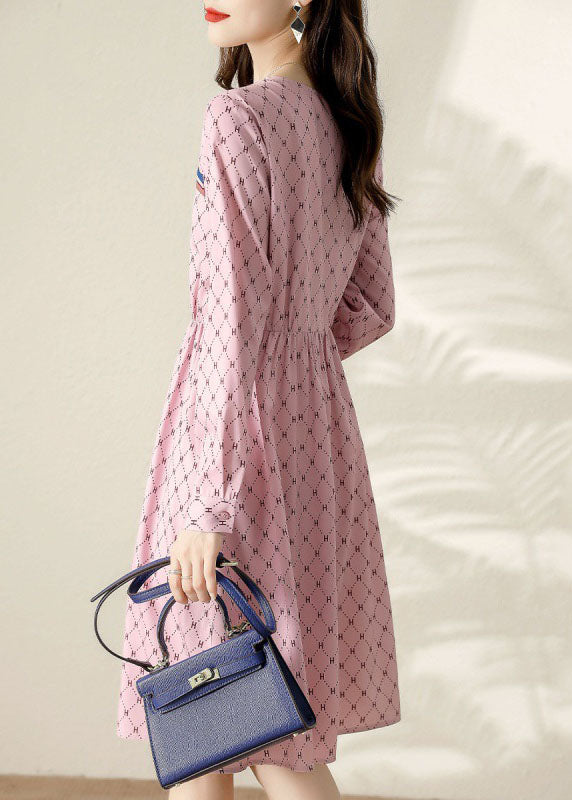 Plus Size Frühlingskleider mit feinem rosa Patchwork-Print