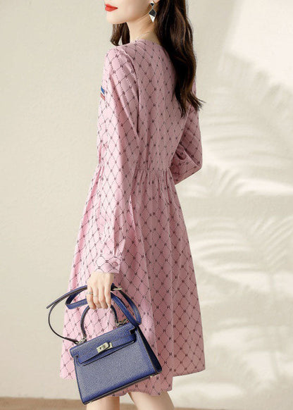 Plus Size Frühlingskleider mit feinem rosa Patchwork-Print