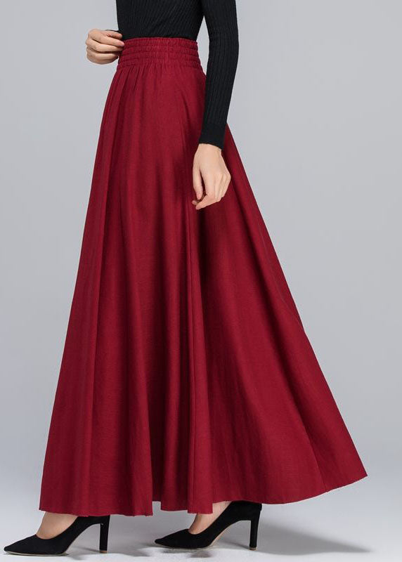 Plus Size Französische rote Taschen Seidenröcke Frühling