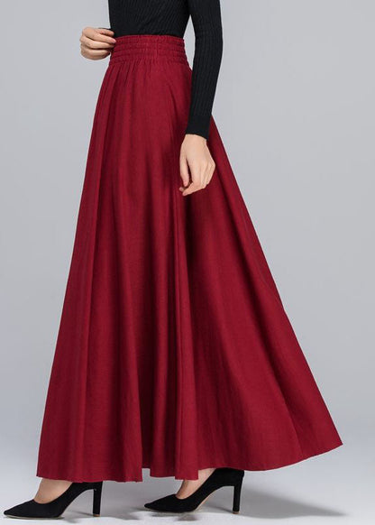 Plus Size Französische rote Taschen Seidenröcke Frühling