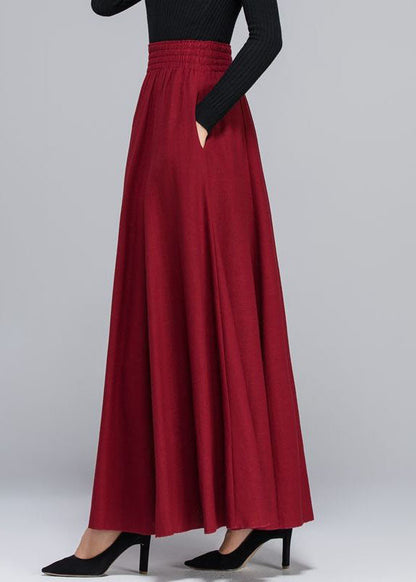 Plus Size Französische rote Taschen Seidenröcke Frühling