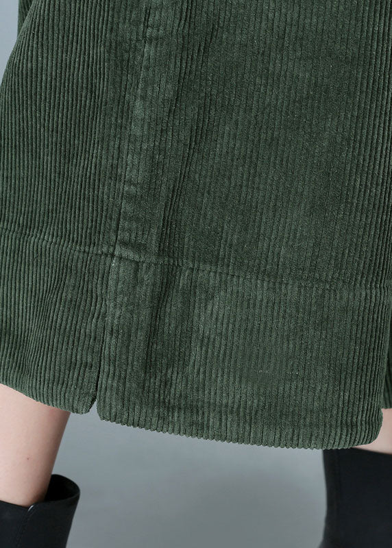 Plus Size Grüne Cordhose mit weitem Bein und hoher Taille