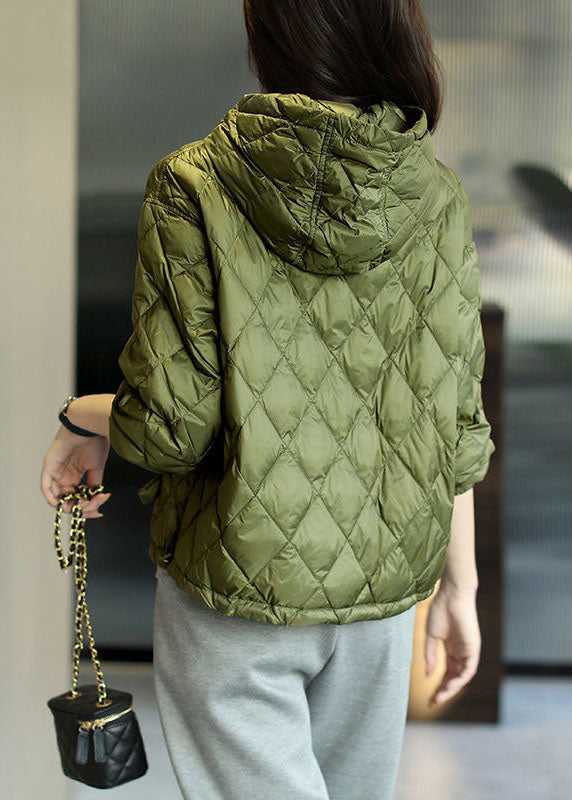 Plus Size Grüne Kapuzen-Sweatshirts mit Kordelzug und Taschen, mit feiner Baumwolle gefüllt, für den Winter