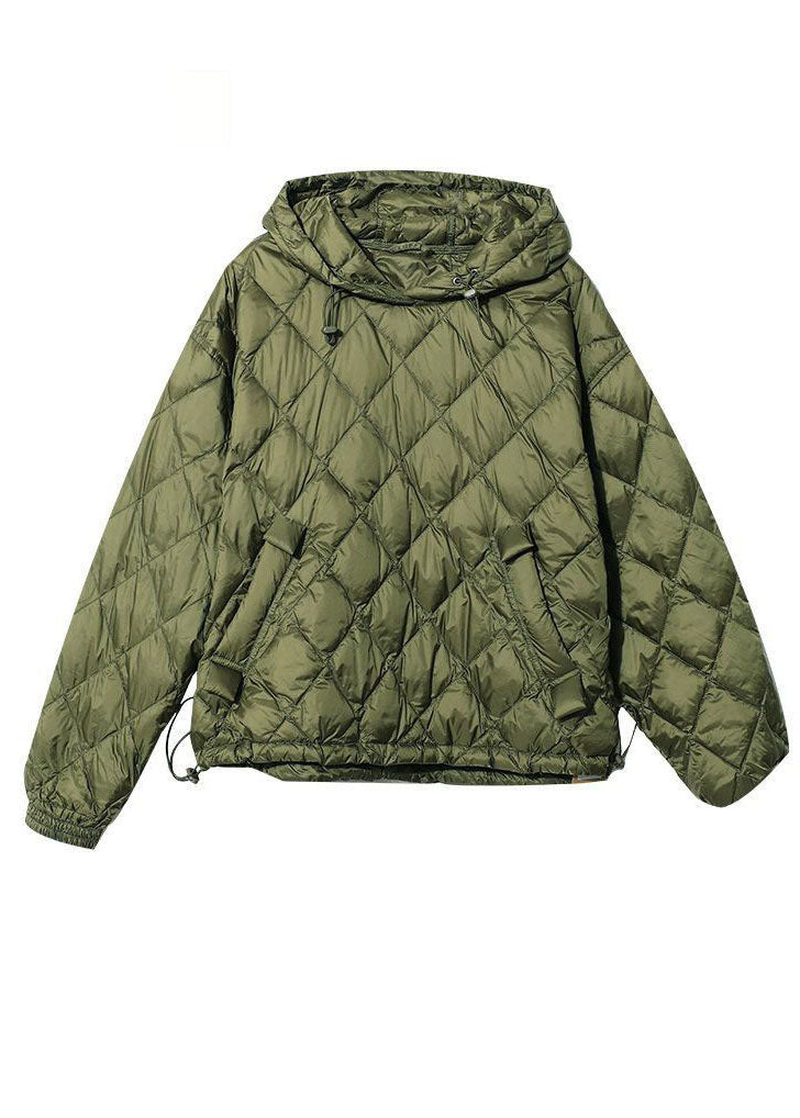 Plus Size Grüne Kapuzen-Sweatshirts mit Kordelzug und Taschen, mit feiner Baumwolle gefüllt, für den Winter