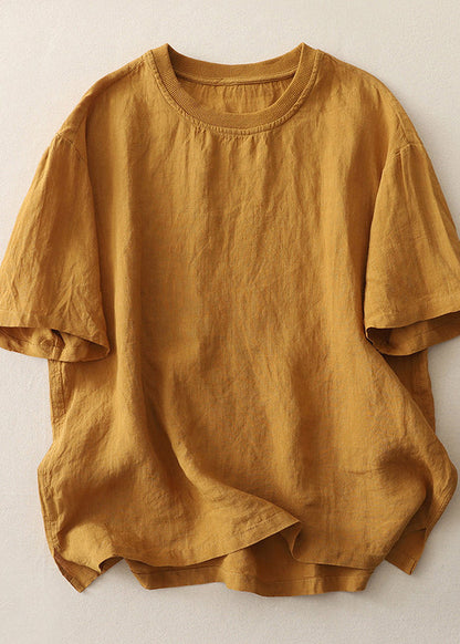 Plus Size Green O Neck Casual Cotton Tops Summer