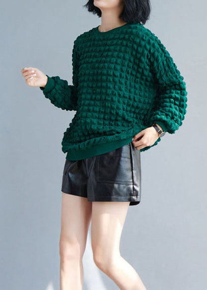 Plus Size Green O-Neck Casual Top Spring