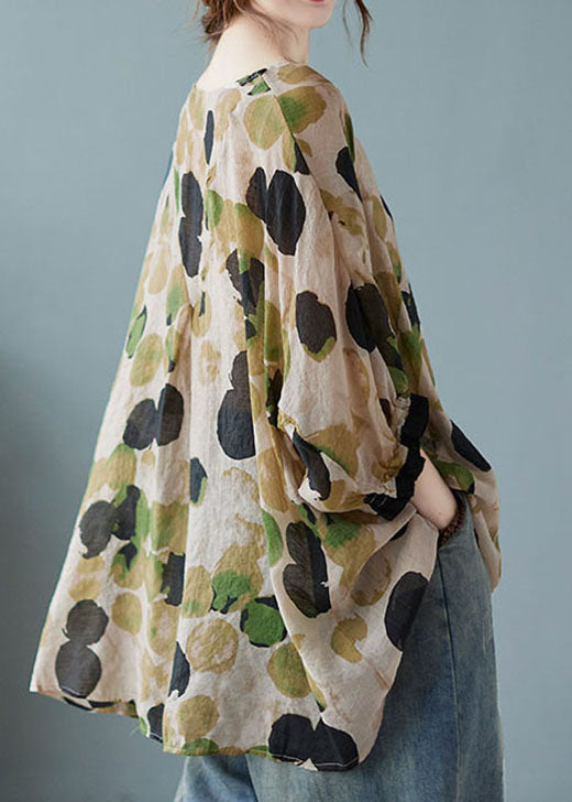 Grüne Hemden mit Rundhalsausschnitt und halblangen Ärmeln in Übergröße