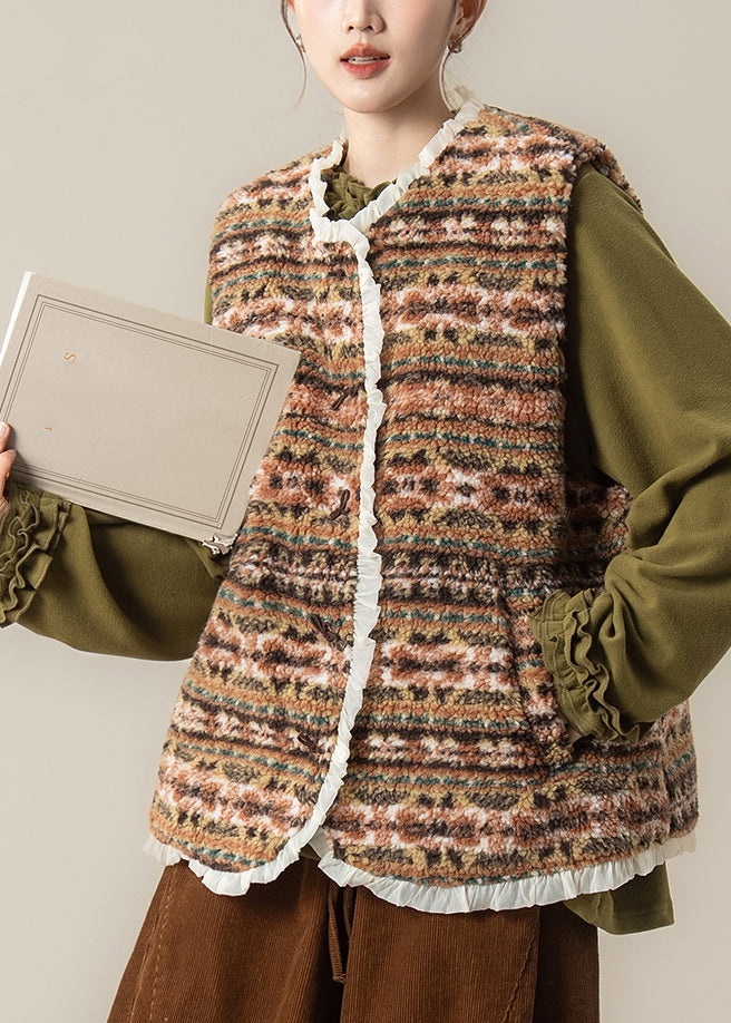 Chaleco de piel sintética con bolsillos verdes de talla grande para invierno