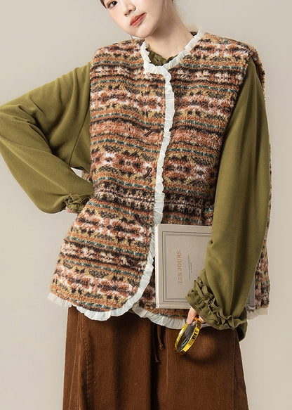 Chaleco de piel sintética con bolsillos verdes de talla grande para invierno