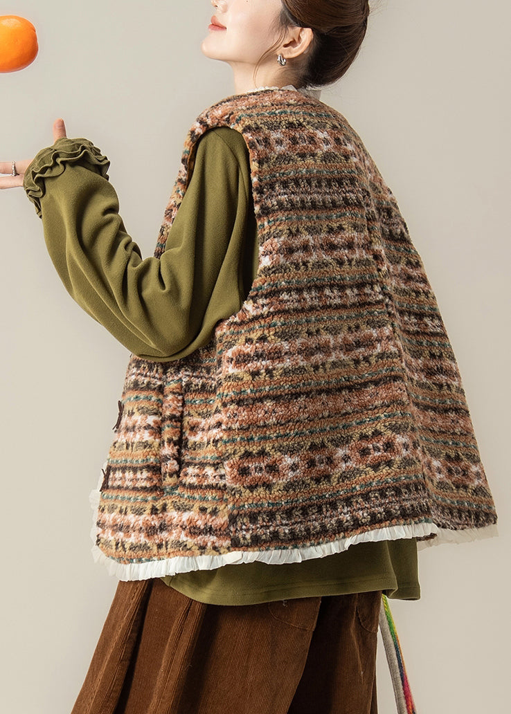 Chaleco de piel sintética con bolsillos verdes de talla grande para invierno