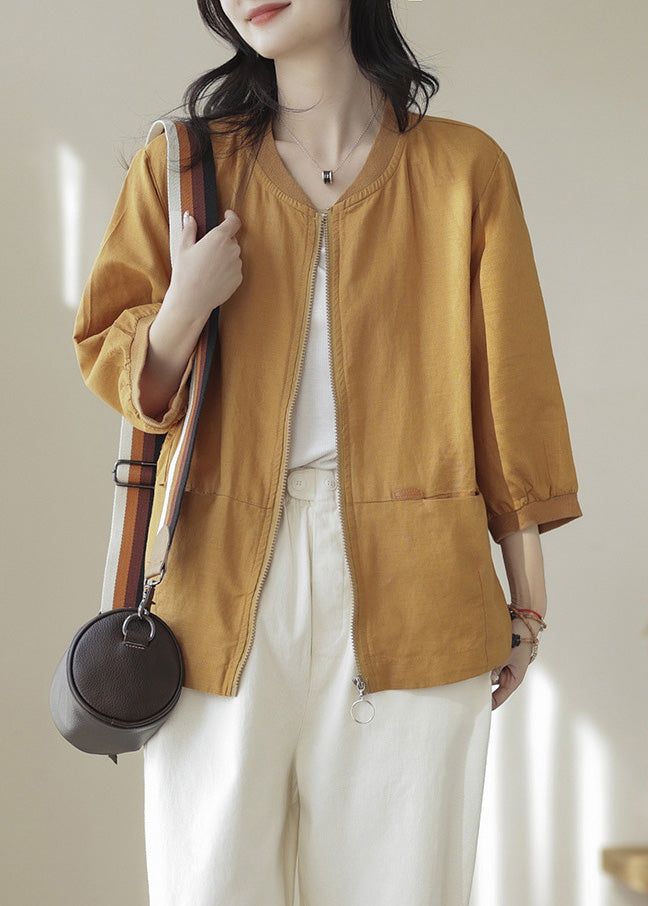 Abrigos finos de lino con patchwork y bolsillos verdes de talla grande con mangas de pulsera