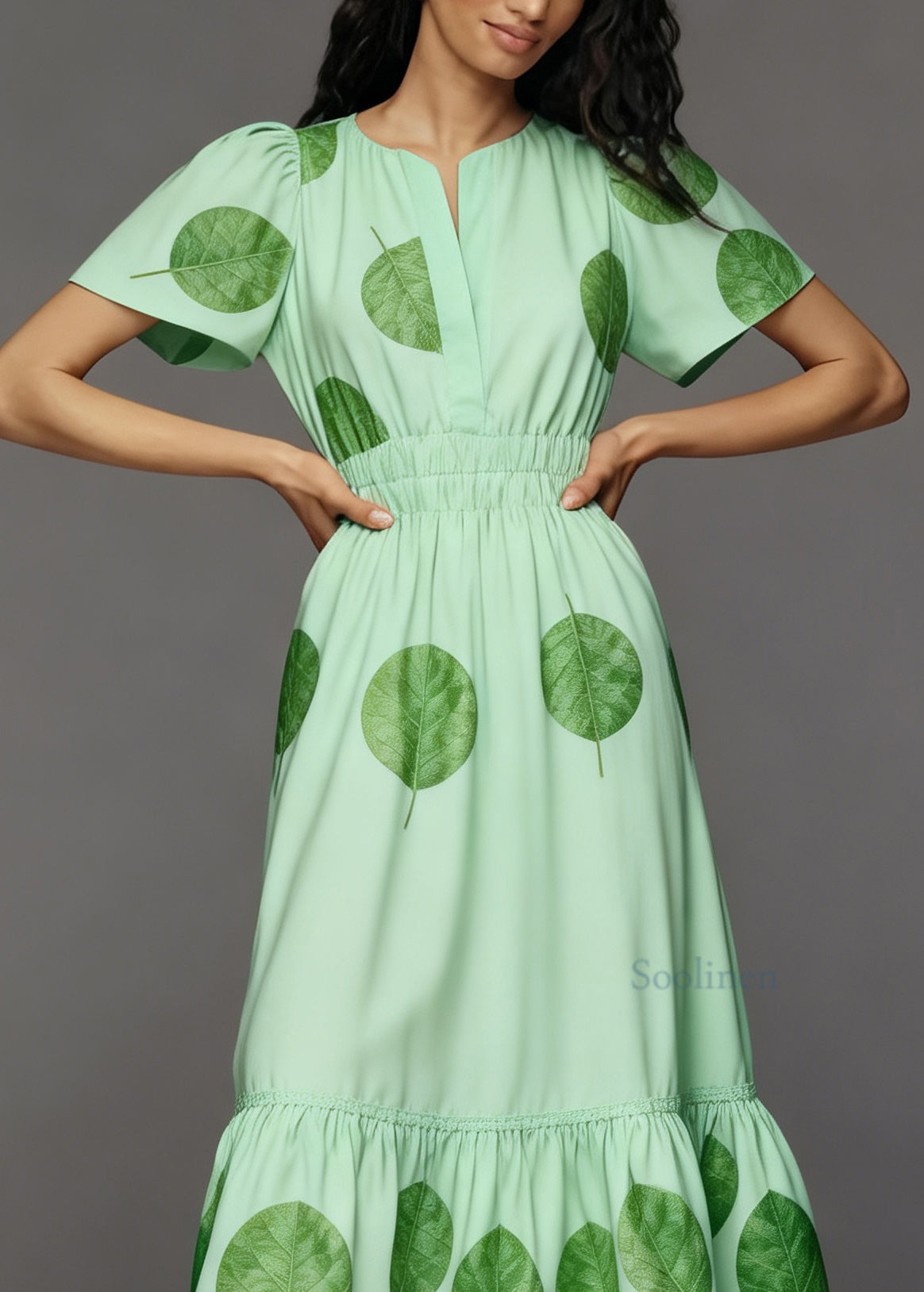 Plus Size Green Tasseled Patchwork Cotton Long Dresses Summer