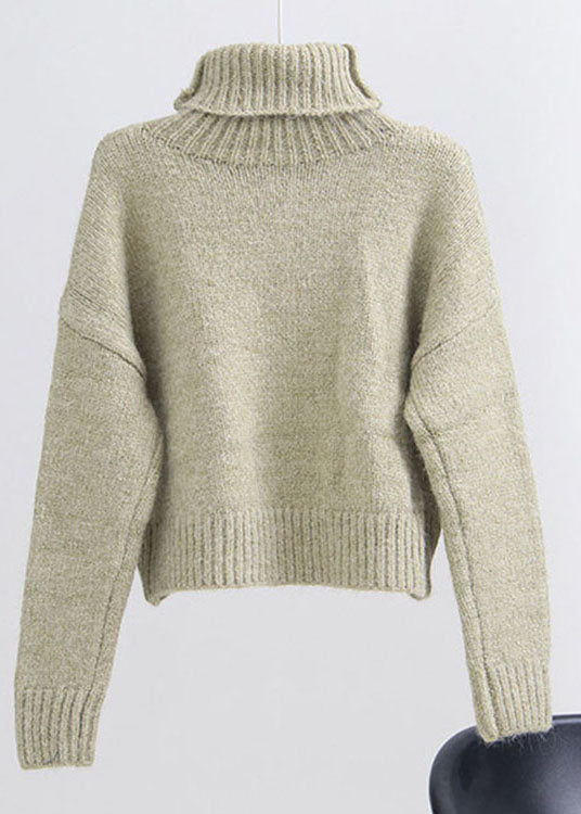 Plus Size Grüner Rollkragenpullover aus Strick Frühling