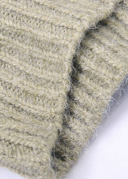 Plus Size Grüner Rollkragenpullover aus Strick Frühling