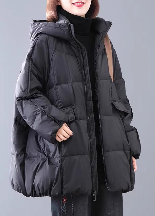 Parka gruesa con capucha y bolsillos con cremallera a cuadros verdes de talla grande para invierno