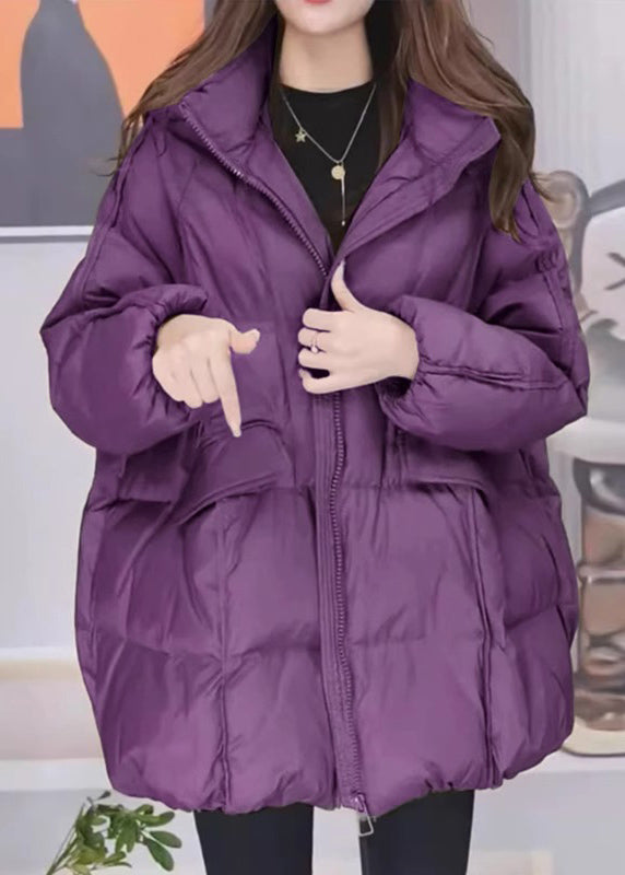 Winterparka in Übergröße, grün, kariert, mit Reißverschlusstaschen, dicker Kapuze