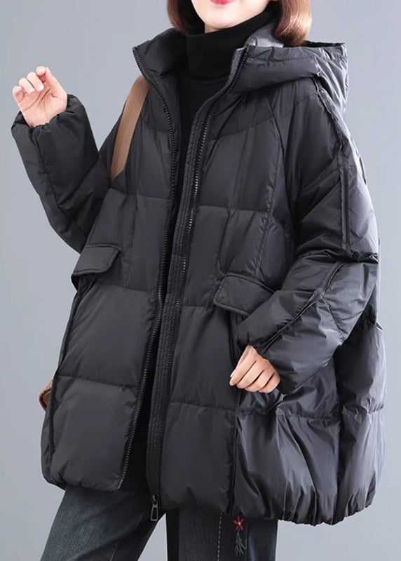 Winterparka in Übergröße, grün, kariert, mit Reißverschlusstaschen, dicker Kapuze