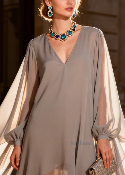 Plus Size Grey Oversized Chiffon Maxi Dress Summer