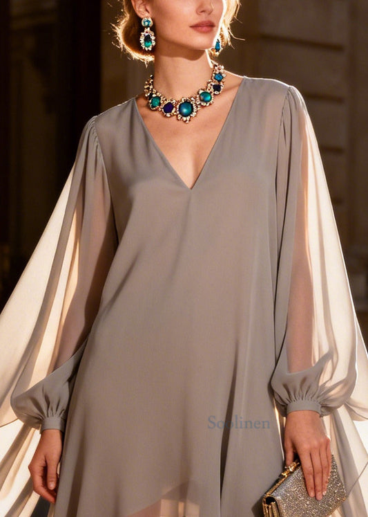 Plus Size Grey Oversized Chiffon Maxi Dress Summer