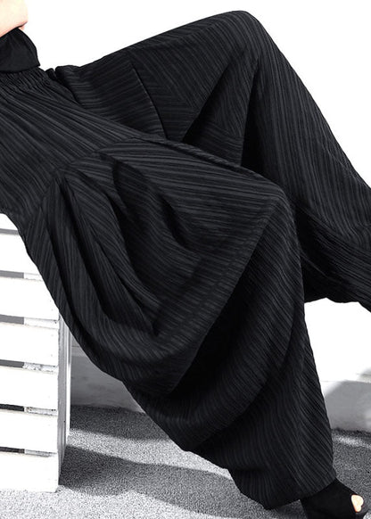 Plus Size Graue Haremshose mit Taschen und Falten