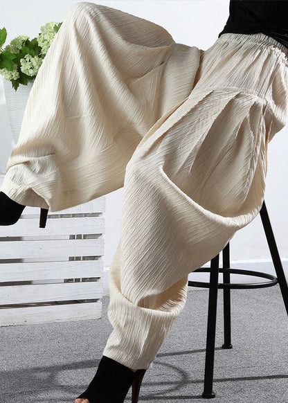 Plus Size Graue Haremshose mit Taschen und Falten