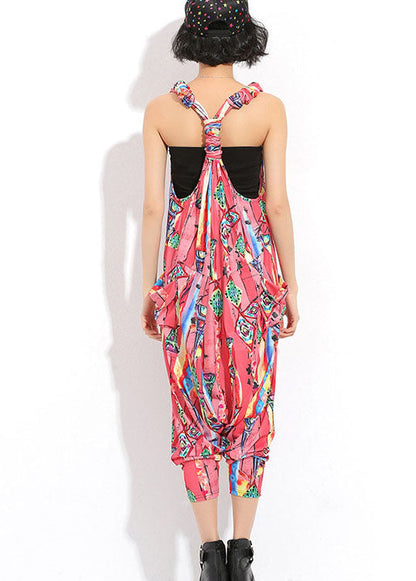 Plus Size Grey pockets Print Silk Jumpsuit Spring