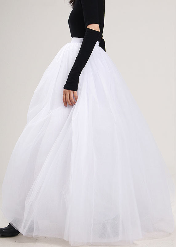 Plus Size Handgemachter weißer fester Tüllrock Frühling