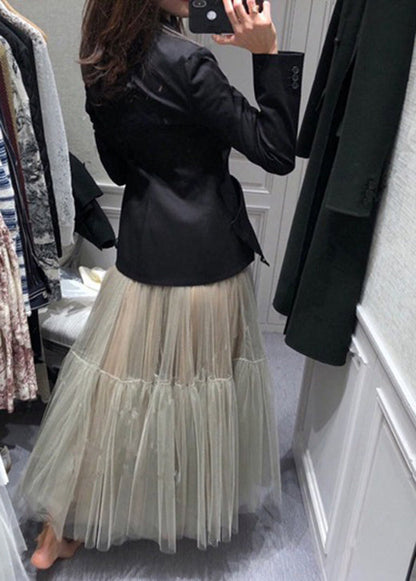 Plus Size Italienische graue Faltentüllröcke Frühling