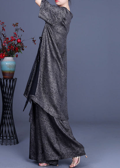 Conjunto de dos piezas con lazo asimétrico en la cintura de color caqui de talla grande para primavera