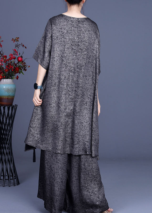 Conjunto de dos piezas con lazo asimétrico en la cintura de color caqui de talla grande para primavera