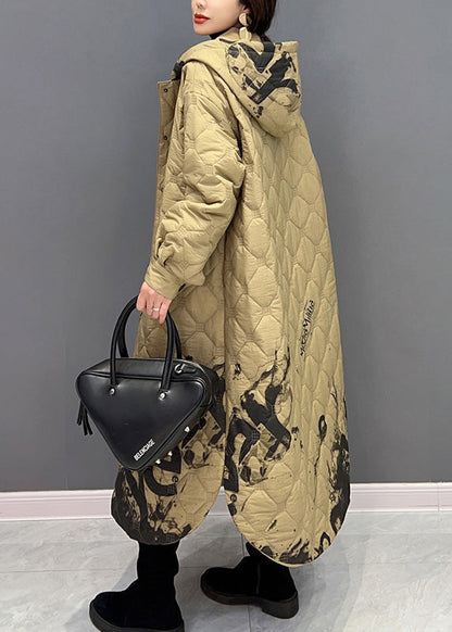 Plus Größe Khaki Warm Fleece Dicken Knopf Lange Kapuze Parka Winter