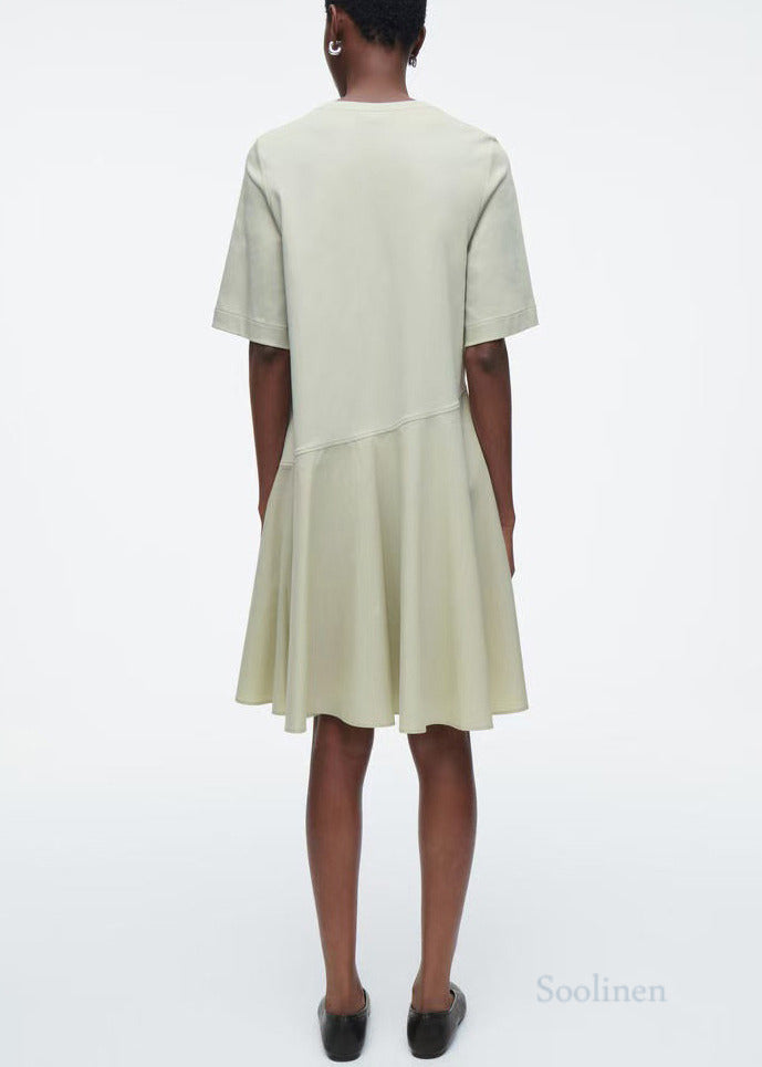 Plus Size Light Green Patchwork Cotton Day Dress Summer