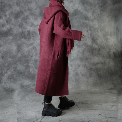 Plus Size Mulberry Loose Pockets Herbst Kapuzenpullover mit langen Ärmeln